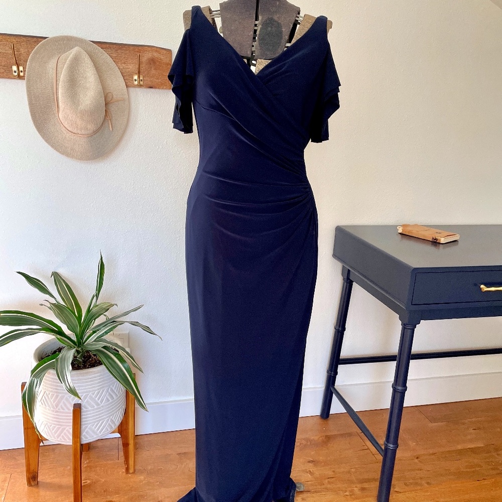 Ralph Lauren Cold Shoulder Jersey Gown